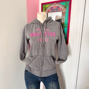 Hollister Gray Hoodie with Pink Logo